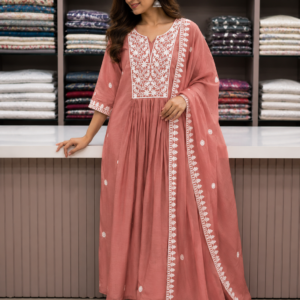 peach color kurti set for women