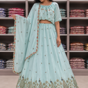 blue lehnga set for women