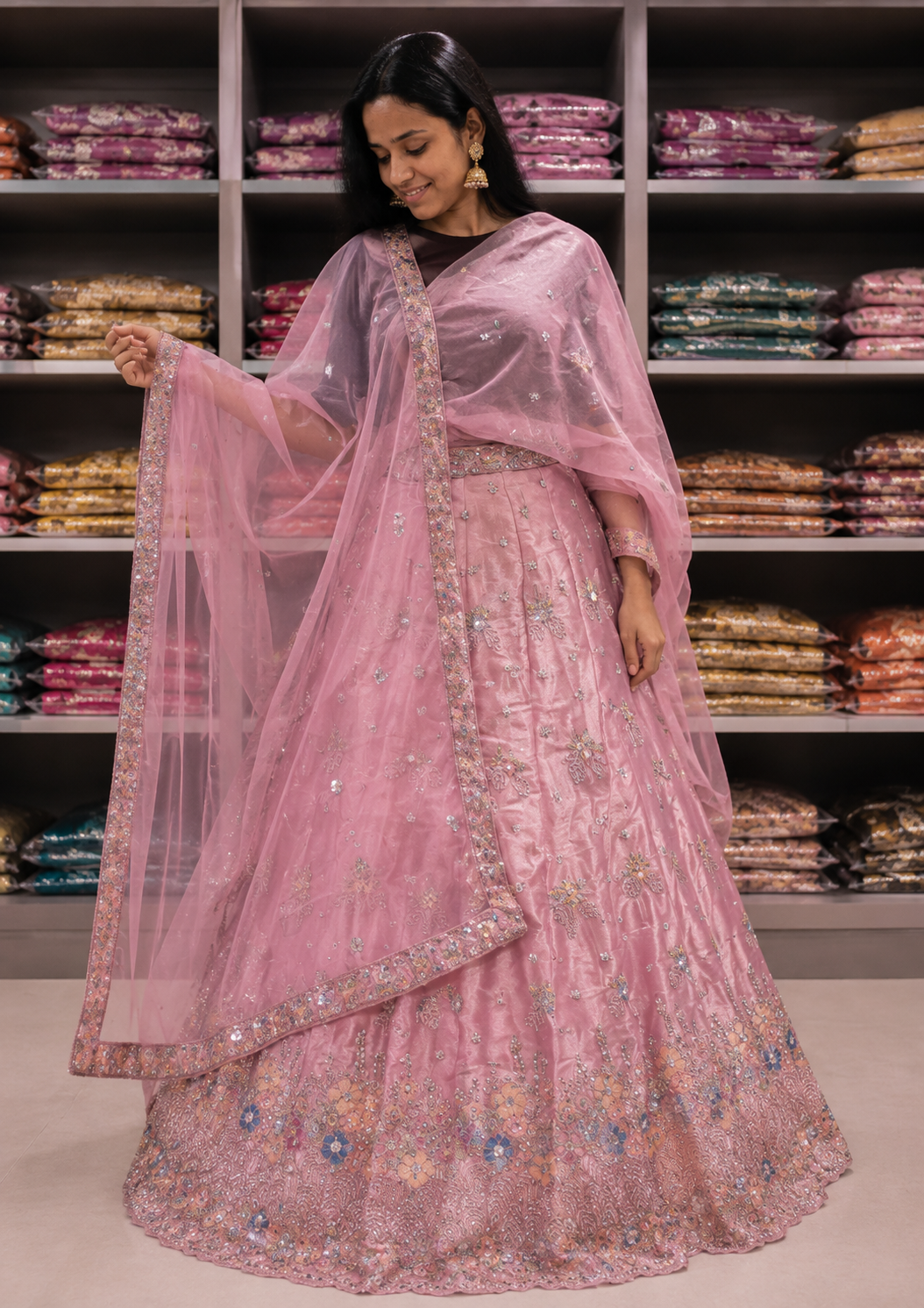 pink lehnga set for women