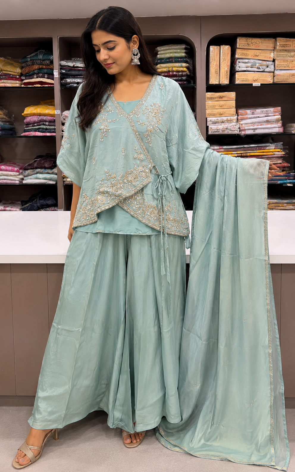 blue sharara set for women